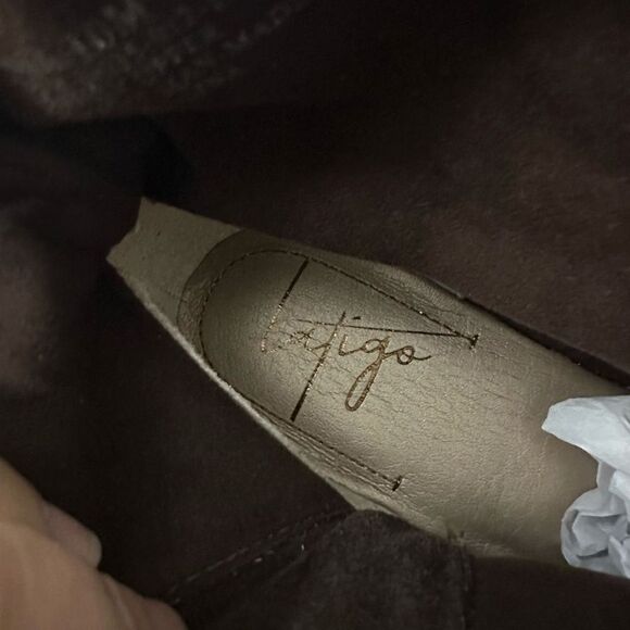 Latigo Brown Cressa Suede Ankle Boots Suede,‎ Side Zip Ruched Studded size 10M - Picture 9 of 9